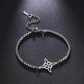 Korean Popular Witch’s Knot Bracelet, Stainless Steel Box Chain Bracelet with S-Shape Double Hole Charm, Wholesale Adjustable Daily Jewelry